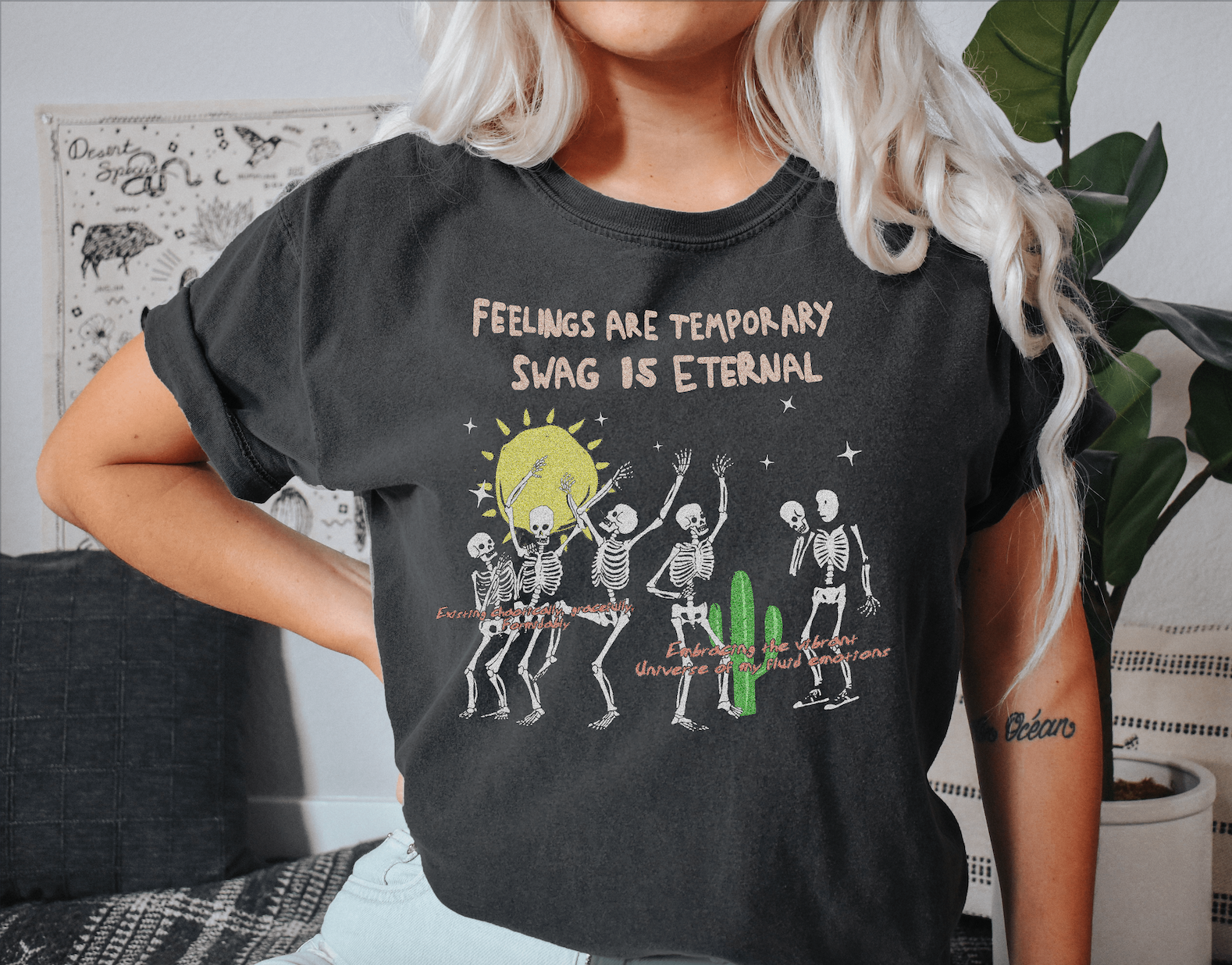 Feelings Are Temporary Swag Is Eternal Unisex Garment-Dyed T-shirt